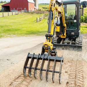 Râteau à racines pour mini-excavatrice, prix usine, 1-4 tonnes, équipement <span class=keywords><strong>de</strong></span> construction robuste - Product Image 1