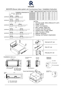 Q33167-IN nhà bếp gắn kết mềm đóng Ngăn kéo trượt hệ thống h167mm mỏng đôi bức tường thép mạ kẽm phía trước bảng điều khiển sơn tĩnh điện - Product Image 3