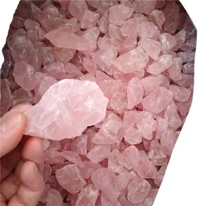 天然玫瑰粉红色水晶标本原粗石英玫瑰水晶滚石
