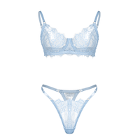 Vente en gros Ensemble soutien-gorge et culotte de créateur sexy haut de gamme de luxe moderne Lingerie transparente pour femmes avec G-Strings