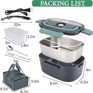 110V/12V 60W 80W 3-6L Dual Tier <b>Portable</b> Food Warmer Food <b>Heater</b> Removable Heatable Stainless Steel <b>Electric</b> Lunch Box Car Home - Product Image 3