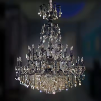 Grand lustre d'escalier K9 éclairage de foyer en verre de Murano de luxe avec télécommande lustre en cristal pour restaurant en gros