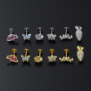 Pendientes <span class=keywords><strong>de</strong></span> Hélice Superior <span class=keywords><strong>de</strong></span> 16g con Parte Trasera Plana, <span class=keywords><strong>de</strong></span> Acero Quirúrgico con Rosca Interna, con Hilo <span class=keywords><strong>de</strong></span> Oro <span class=keywords><strong>de</strong></span> 18k, para <span class=keywords><strong>Piercing</strong></span> <span class=keywords><strong>de</strong></span> <span class=keywords><strong>Labio</strong></span> Superior, Joyería <span class=keywords><strong>de</strong></span> Moda - Product Image 3
