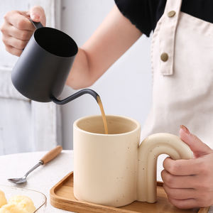 แก้วกาแฟเซรามิกรีไซเคิล, คอลเลกชั่นแนวโค้งถ้วยกาแฟสีขาวและจานรองชุดชาเป็นมิตรต่อสิ่งแวดล้อมโรงงานเซรามิก - Product Image 4