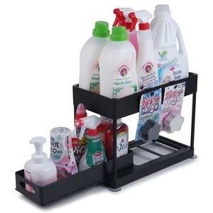 OEM Étagère de rangement coulissante extensible à 2 niveaux en plastique pour cuisine et salle de bain, organisateur pour évier de cuisine - Product Image 2