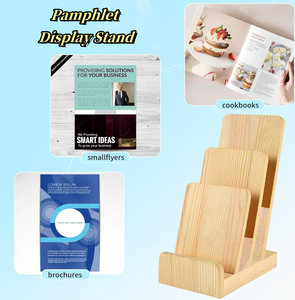 Haute qualité 2 pièces 3 niveaux pin bois <span class=keywords><strong>littérature</strong></span> titulaire bureau présentoir livre affichage pour Magazine brochure - Product Image 4