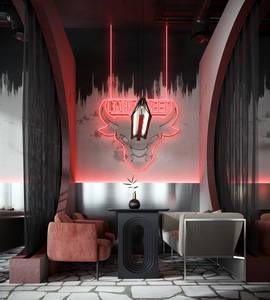 Comptoir vitrine de café moderne éclairé par LED Solutions de décoration intérieure de café personnalisé - Product Image 2