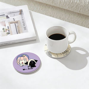 Factory Custom logo printing <b>Ceramic</b> Cork Absorbent Cup Mat Set Personalized Cheap bar Beer <b>Coasters</b> for Drink Coffee - Product Image 2