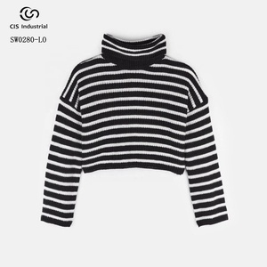 Maglione da <span class=keywords><strong>Donna</strong></span> Personalizzato a Collo Alto con Maniche Lunghe a Coste, Anti-Pilling, a Righe, Casual Autunnale - Produttore - Product Image 5