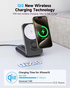 Sạc dự phòng LAIMODA di động, gấp gọn, từ tính, 8000mAh, 15W, <span class=keywords><strong>3</strong></span> trong 1, tích hợp sạc không dây và cáp - Product Image 3