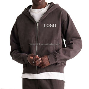 OEM Vente en gros en vrac Sweat à capuche zippé vierge en coton Sweat à capuche zippé épais et court pour hommes Fabricants de sweats à capuche zippés surdimensionnés personnalisés - Product Image 1