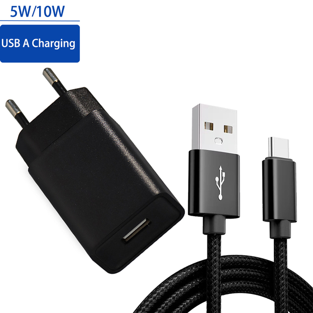 USB 5V 1A/2A Wall Charger Factory Adapter With 1 Meter USB to Type-C Cable for Phones Smartwatch Night Light and Other Devices
