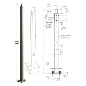 30 Ft 5 ''7 Gauge Mạ Kẽm Cực Bracket Tenon Cực Bracket Cho Bãi Đậu Xe Ánh Sáng