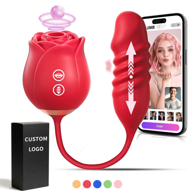 Adult Rose Sucking Vibrator USB Rechargeable G-Spot Clitoral Thrusting Tongue Licking Sex Toy for Women