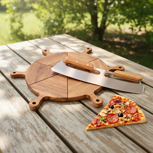 Accessoires <span class=keywords><strong>de</strong></span> cuisine <span class=keywords><strong>de</strong></span> haute qualité, 6 pièces, <span class=keywords><strong>plateau</strong></span> à pizza profond amovible <span class=keywords><strong>de</strong></span> 12 pouces, planche à pizza en bois avec couteau à pizza - Product Image 1