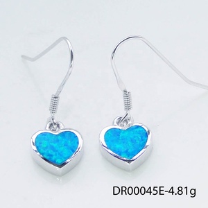 Vendita della fabbrica 925 Sterling Silver Cuore Blue Opal Ciondola Gli Orecchini - Product Image 2