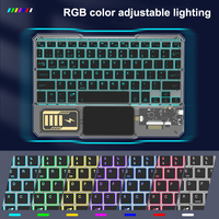 Keyboard lampu latar LED RGB transparan, papan ketik kristal ajaib bantalan sentuh nirkabel untuk ponsel Tablet Teclado