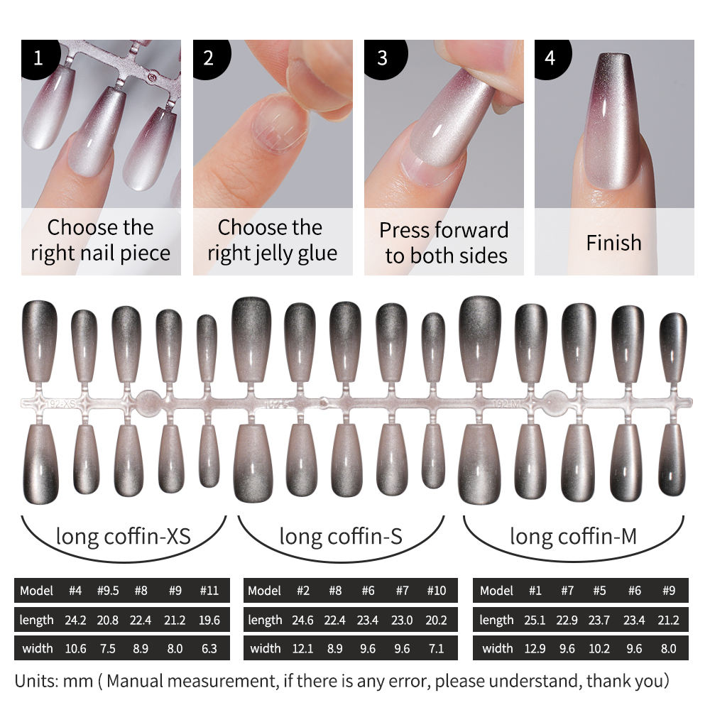 Wholesale Wear False Nails 30pcs Long and Short Coffin Gradient Cat Eye Press on Nails Tip