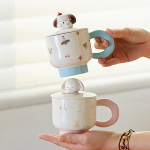 Taza de cerámica con diseño de koala, con tapa, apta para lavavajillas, regalo para niñas, taza para el desayuno - Product Image 3