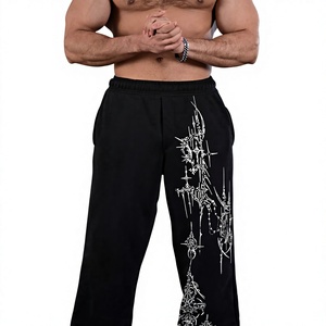 Pantalones Deportivos Negros para Hombre con Estampado Tribal Blanco, Cintura Elástica, Pantalones Casuales para Correr, Transpirables, de Algodón, para Otoño - Product Image 1