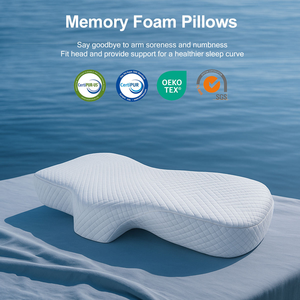 Almohada Redonda de Espuma Viscoelástica para Parejas con Soporte para el Cuello, Diseño Sólido, Antibacteriana, Reposabrazos Ajustable para Dormir de Lado o Boca Arriba - Product Image 6