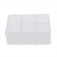 Boîte de rangement cosmétique transparente, écologique, lavable, avec 6 compartiments, personnalisable, rectangulaire, en plastique PP/PE/PS
