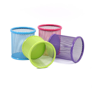 Semplice ed elegante stile industriale 4 colori <span class=keywords><strong>rosa</strong></span> verde blu viola rotondo rete metallica portapenne in metallo per ufficio cancelleria - Product Image 6