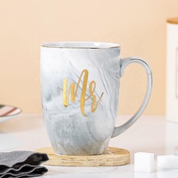 Ensemble cadeau personnalisé nordique minimaliste fait à la main marbre léger café de luxe tasse pour couple tasse en céramique
