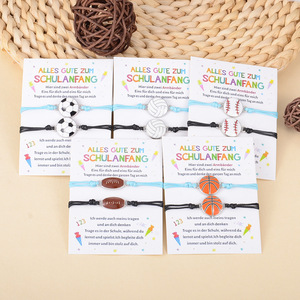 Alles Gute Zum Schulanfang <b>Bracelet</b> Set With Cards Kids Gift Zinc Alloy <b>Ball</b> Shape Jewelry For Children School Start Gift - Product Image 2