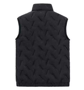 Men's Winter Quilted Vest Stand Collar Windproof Polyester Outerwear Casual Solid Color Zipper Front Warm Fleece Lined - Product Image 5