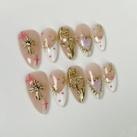 Lot de 10 faux ongles de luxe personnalisés faits à la main, press-on, en gel, magnifiquement peints à la main, vente en gros
