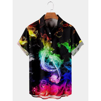 STM323 Herren 3D-Digitaldruck Gitarren-Volldruck-Serie Revers-Cardigan Kurzarm-Hemd Anpassbares Muster Stoff