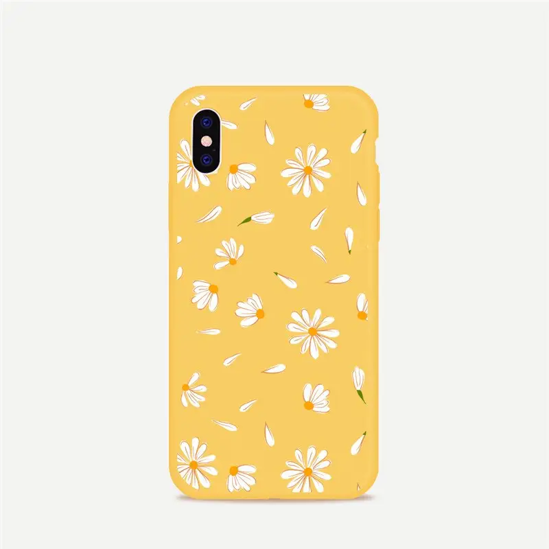 Daisy Flower Soft TPU Phone Cases For iphone X XS Max XR 6S 7 8 Plus Clear Yellow Silicon Back Cover