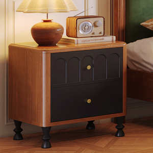 Mesita <span class=keywords><strong>de</strong></span> <span class=keywords><strong>noche</strong></span> móvil neoclásica, mueble <span class=keywords><strong>de</strong></span> almacenamiento <span class=keywords><strong>de</strong></span> madera maciza para dormitorio moderno, muebles <span class=keywords><strong>de</strong></span> dormitorio <span class=keywords><strong>de</strong></span> alta gama <span class=keywords><strong>y</strong></span> lujo ligero para el hogar - Product Image 3