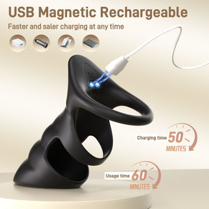 SY GM-577 Lockable Men's Silicone <b>Vibrating</b> Massage Ring Rechargeable Massager Adult Sex Toy - Product Image 4