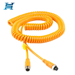 공장 GX12 사출 몰딩 4 핀 항공 플러그 8M PVC + PU 스프링 케이블 성형 케이블이있는 차폐 수/수 커넥터 - Product Image 1