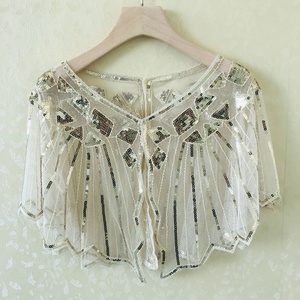 1920 шаль, обертка, расшитая бисером, вечерняя накидка, свадебная шаль, болеро, заслонка, накидка - Product Image 4