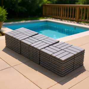 Baldosas de Madera Dura de Acacia para Terraza, 12 x 12, Diseño a Cuadros, para Exteriores, Patio, Piscina - Product Image 2