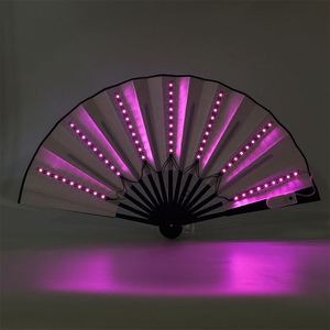 Abanico Plegable de Bambú Ecológico para Hombre, con Luz LED Creativa, para Discoteca, KTV, Bar, con Técnica Pintada, Colorido, Regalo para Fiesta de Baile - Product Image 1