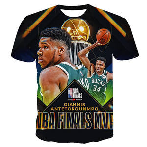 Spedizione Gratuita - <span class=keywords><strong>Maglia</strong></span> del Campionato NBA 2026-2021 <span class=keywords><strong>Bucks</strong></span> FMVP N. T-shirt Stampata Giannis Antetokounmpo Taglia Extra Large con Alfabeto Greco - Product Image 6