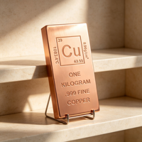 Barre de cuivre massif pur à 99,9 % de 1 kg, lingot gravé avec l'élément du tableau périodique en cuivre pour collection et investissement scientifique