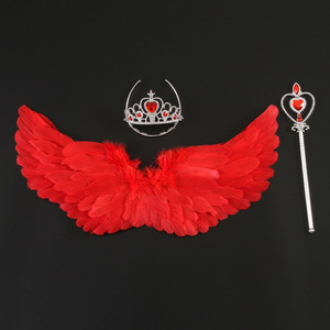 Halloween Weihnachten Karneval Party Angel <span class=keywords><strong>Wings</strong></span> Set Weiße Feder flügel Mit Halo Stirnband und Zauberstab Cosplay Zubehör - Product Image 6