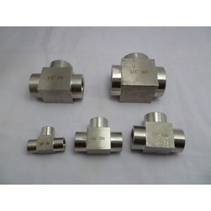 Stainless Steel Tee Fitting 304 1/2 3/4 Inch Internal Thread Welded Square Section DIN Standard - Product Image 1