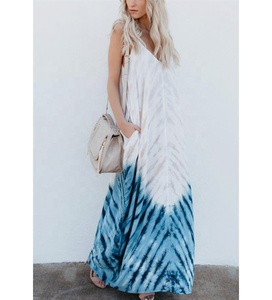 Colección de ropa de mujer rayón Tie dye Maxi vestido - Product Image 2