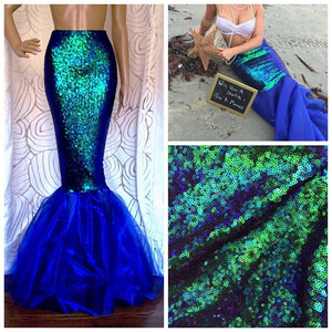 Jupe à paillettes pour adulte, costume de cosplay d'Halloween, tenue de scène sexy pour femme, bleu vert, MOQ 5 - Product Image 1