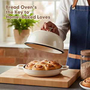 Horno de hierro fundido de 4.5QT con tapa de cúpula, sartén esmaltada antiadherente para masa madre, ideal para hornear en casa, pizza y guisos, apto para horno. - Product Image 4