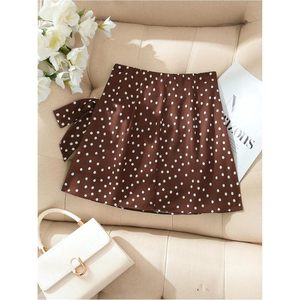 RoseSeek Jupe courte portefeuille à pois pour femme, taille haute, avec nœuds latéraux, en satin doux, avec décoration en nœud - Product Image 4