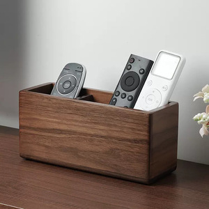 Custom-made desktop black walnut wood storage box, solid wood office stationery pen <b>holder</b>, remote <b>control</b>, makeup brush box - Product Image 2