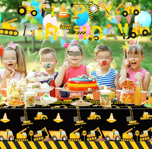 Articles de fête d'anniversaire sur le thème de la construction : Camion, Excavatrice, Bannières, Guirlandes, Assiettes, Gobelets, Serviettes, Nappe, <span class=keywords><strong>Couverts</strong></span> et Vaisselle - Product Image 4