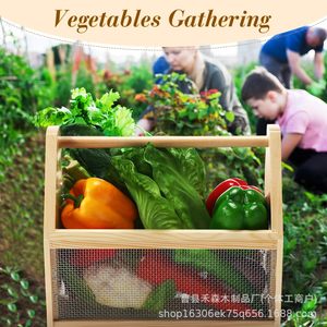 Wooden Fruit And <b>Vegetable</b> Storage Basket Rectangle Mesh Kitchen Storage Eco Friendly Food Container - Product Image 3